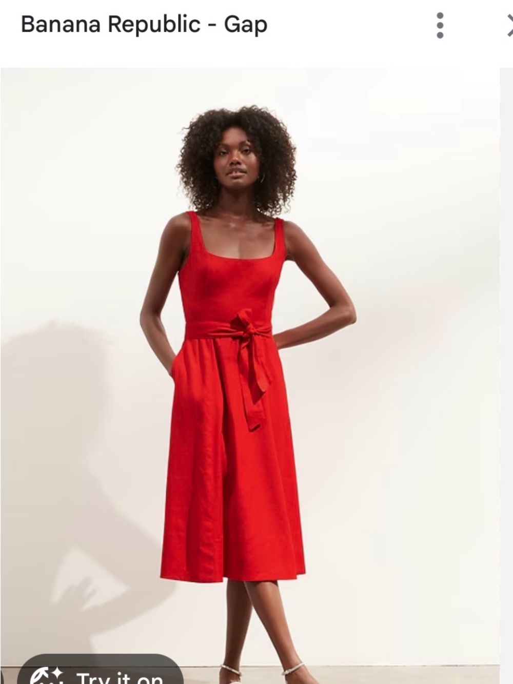 Banana Republic Red Square-Neck Tie-Waist Midi Dress - Picture 8 of 10